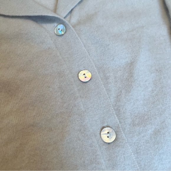 100% CASHMERE Vintage Precious Fibers Beige Oyster Button Cardigan Sweater M - Picture 7 of 16